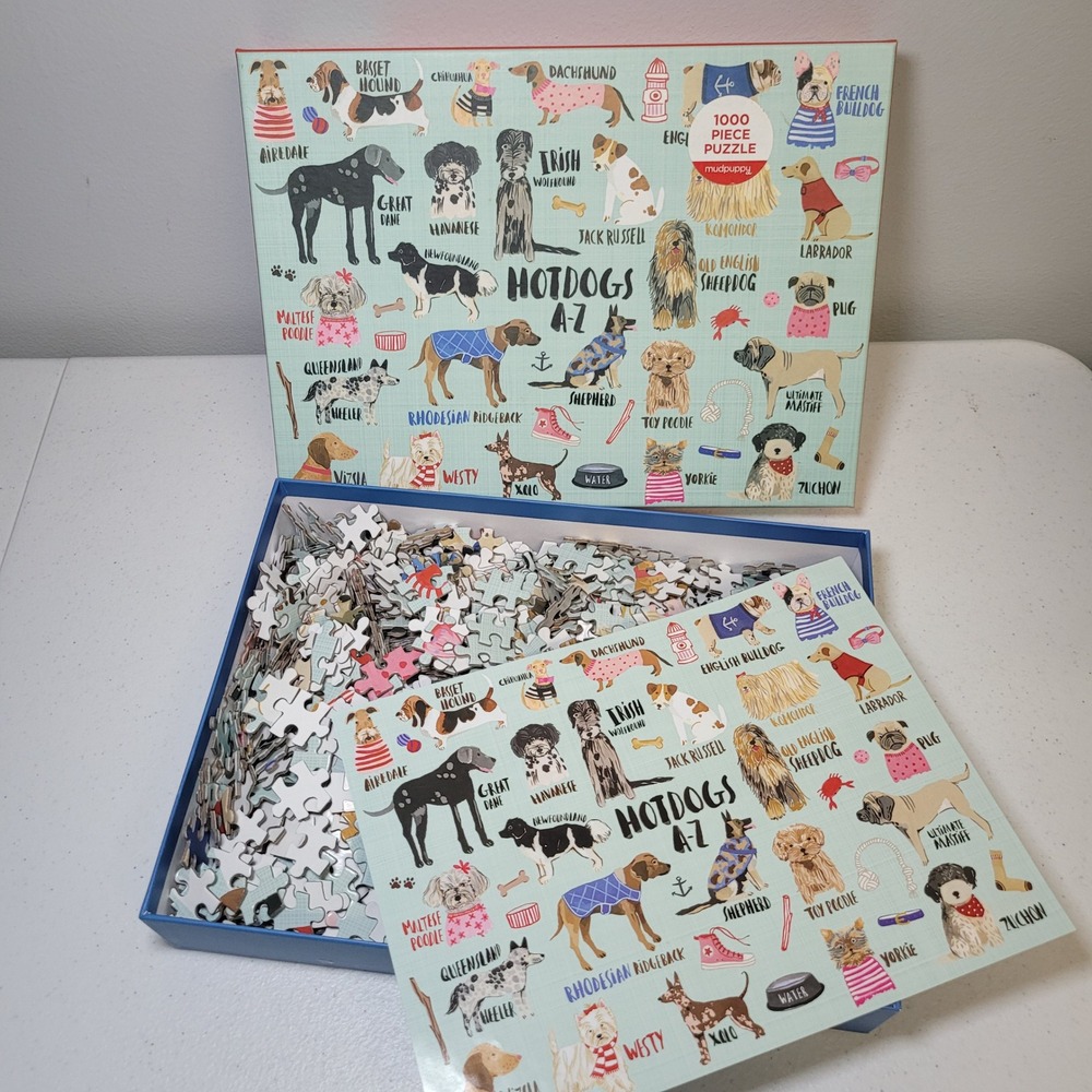 Hotdogs A-Z Puzzle 1000 Pieces‎ Mudpuppy Dog Breeds Alphabet